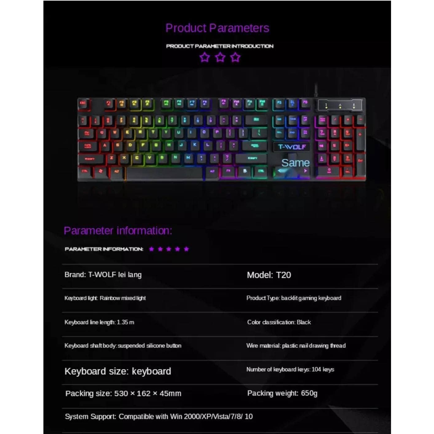 Teclado Gaming RGB WaterProof