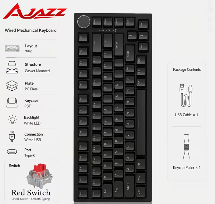 Teclado Mecánico 75% Gamer Mechargy con retroiluminación RGB y diseño compacto.