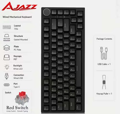 Teclado Mecánico 75% Gamer Mechargy con retroiluminación RGB y diseño compacto.