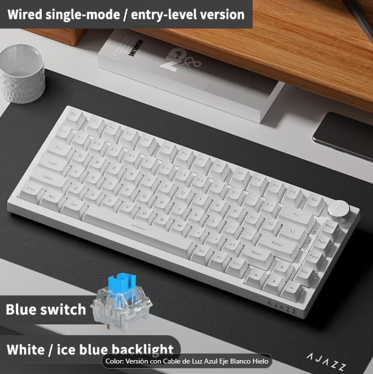 Teclado Mecánico 75% Gamer Mechargy con retroiluminación RGB y diseño compacto.
