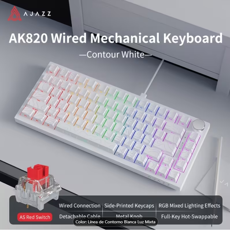 Teclado Mecánico 75% Gamer Mechargy con retroiluminación RGB y diseño compacto.